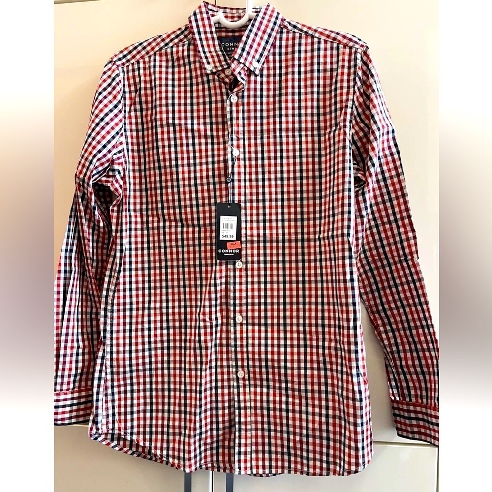 Connor Men's Checkered cotton Long Sleeve Collared Button Up Shirt Size XS